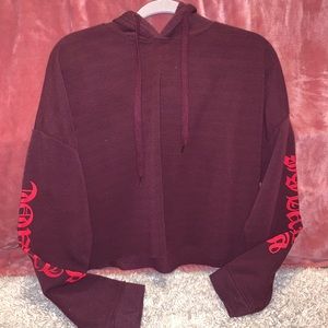 Cropped Burgundy Hoodie